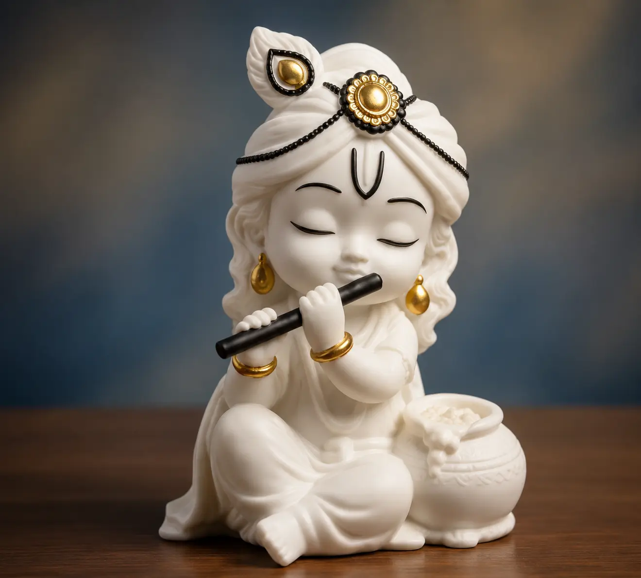Baby Krishna Playing Flute Figurine
