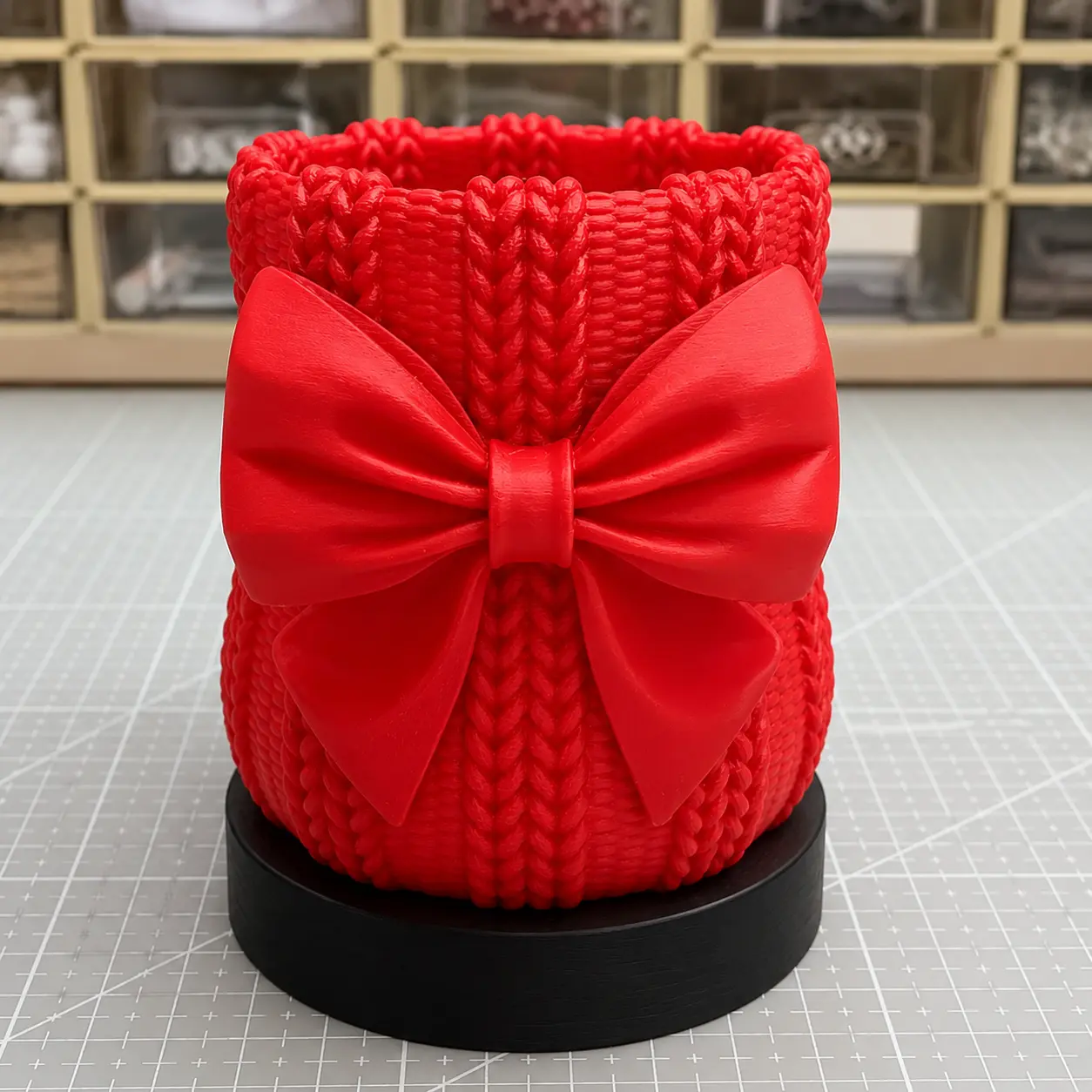 Knitted Bow Storage Organizer